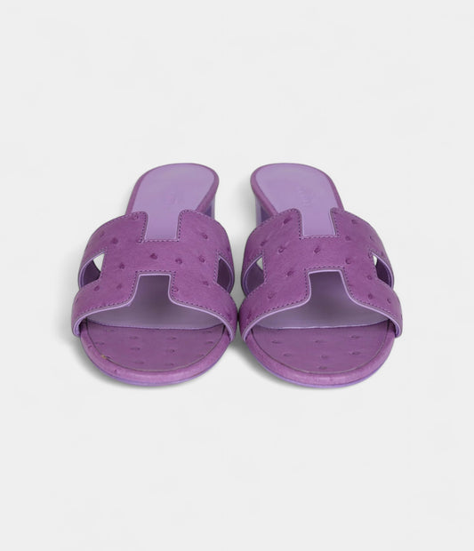 Hermès Oasis Sandals Violet Parme Ostrich 36 EU