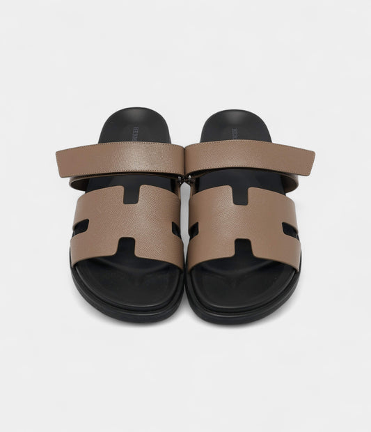 Hermes Olive Green Leather Chypre Flat Sandals 46 EU