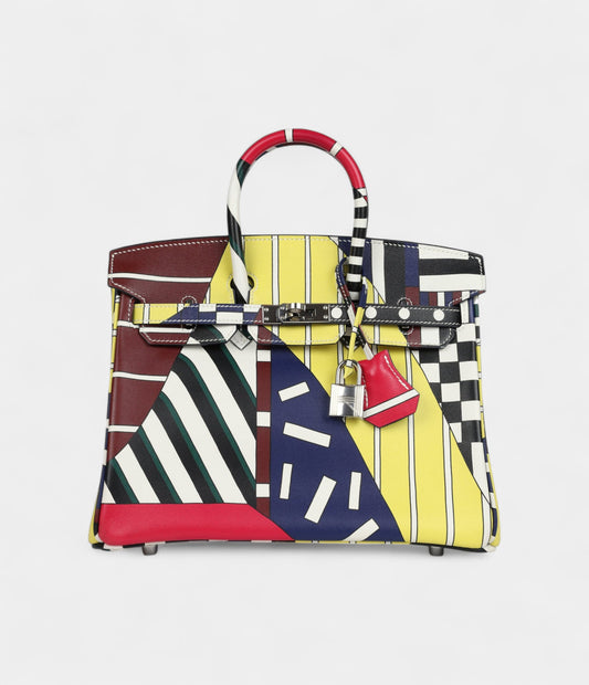 Hermès "One Two Three and Away We Go" Birkin 25 Multicolor Swift Palladium Hardware