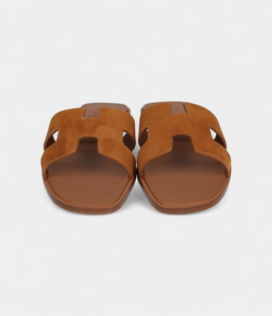 Hermès Oran Sandal Natural Suede Goatskin 37 EU