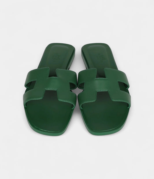 Hermès Oran Sandal Vert Electrique Calfskin 38 EU
