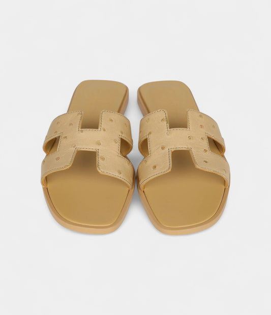 Hermès Oran Sandals Beige Crin Ostrich 37