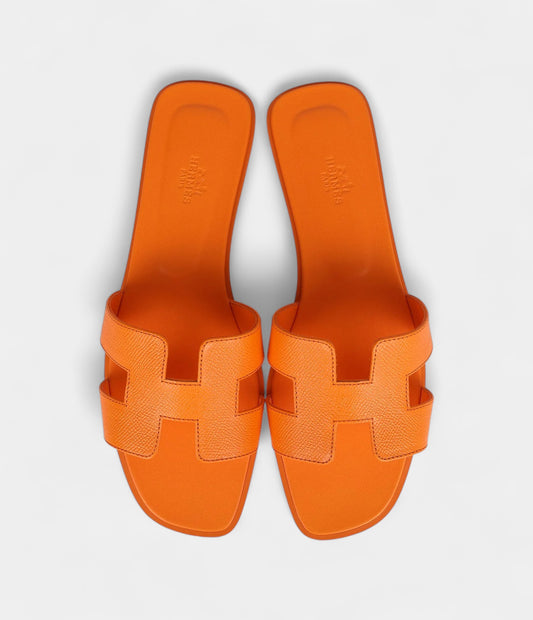 Hermès Oran Sandals Orange Sunset Epsom 42 EU