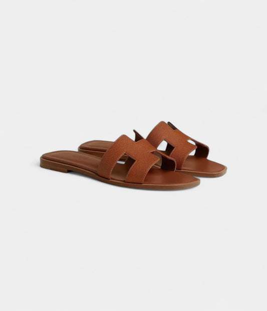 Hermès Oran Sandals Slide Slippers Women's Brown
