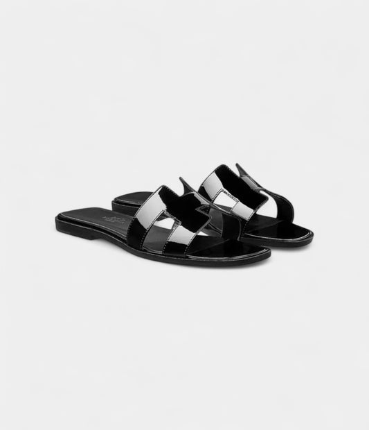 Hermès Oran Sandals Slippers Women's Bright Black