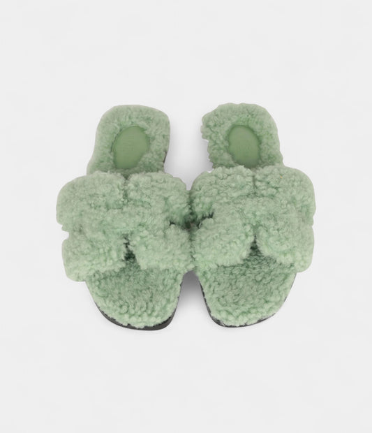Hermès Oran Sandals Vert D'eau Woolskin 35