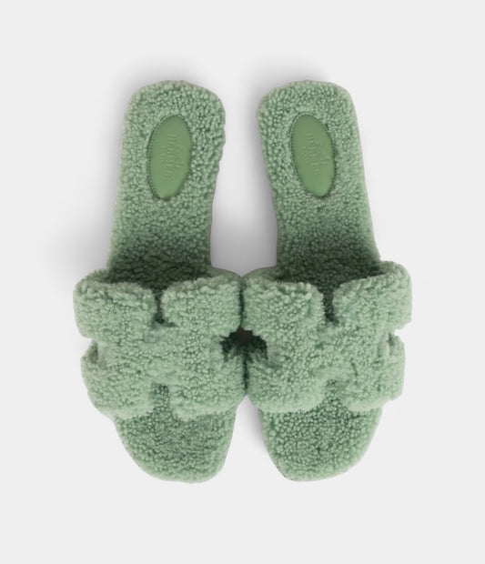 Hermès Oran Sandals Vert D'eau Woolskin 41