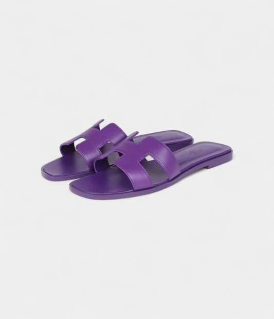 Hermès Oran Sandals Violet Majorette Calfskin