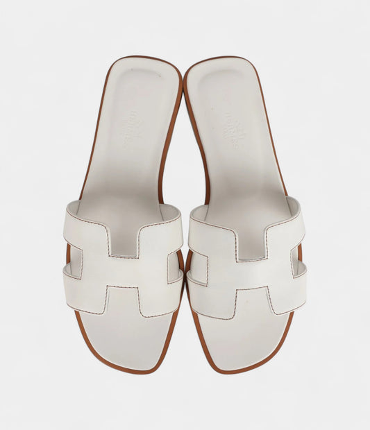 Hermès Oran Sandals White Box Calfskin 39 EU