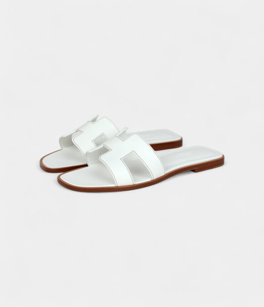 Hermès Oran Sandals White Box Calfskin