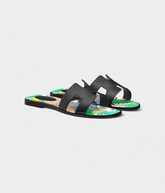 Hermès Oran Sandals for Slide Women – Black & Green