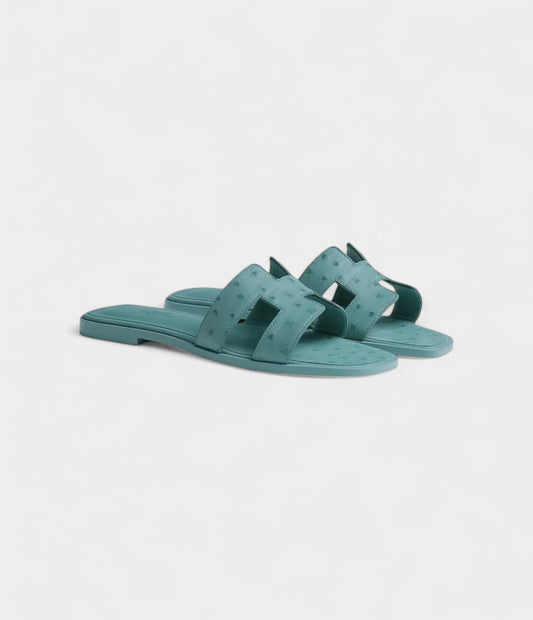 Hermès Oran Sandals for Women In Muted Teal