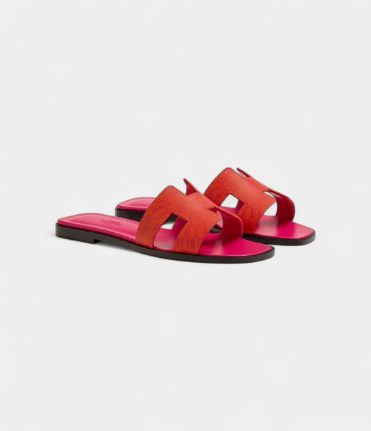 Hermès Oran Sandals for Women In Pink & Orange Leather