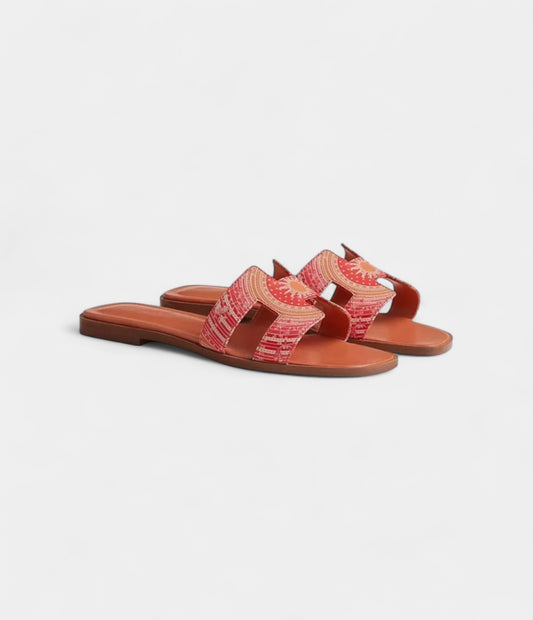 Hermès Oran Sandals for Women In Red & Orange Leather