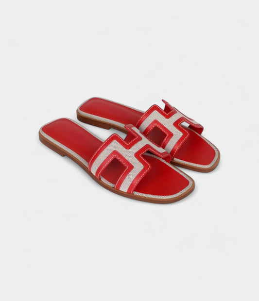 Hermès Oran Sandals for Women In Summer Quick Dry Leather with Red