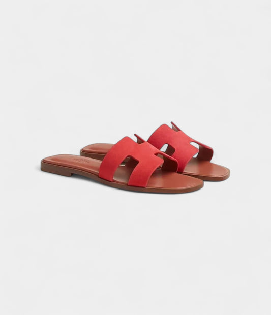 Hermès Oran Sandals for Women – Summer Edition in Red & Brown