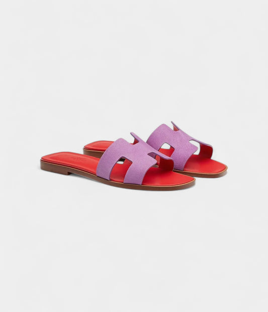 Hermès Oran Sandals for Women in Parma Pink & Purple Leather