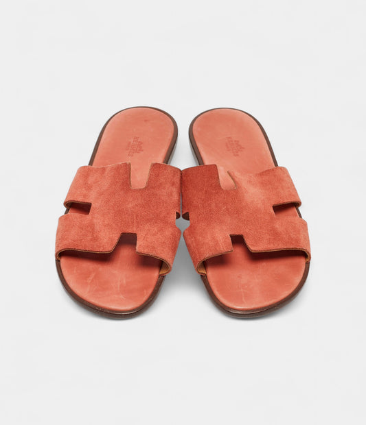 Hermes Peach Pink Suede Izmir Sandals 42.5 EU