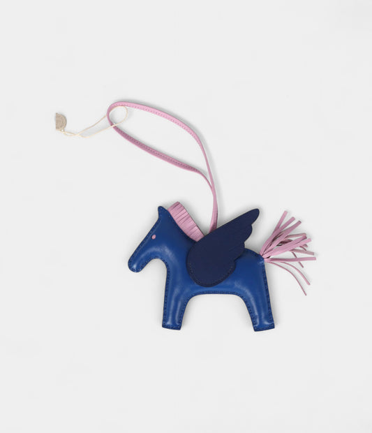 Hermès Pegase Rodeo Bag Charm MM Bleu France Mauve Sylvestre Bleu Saphir Milo Lambskin