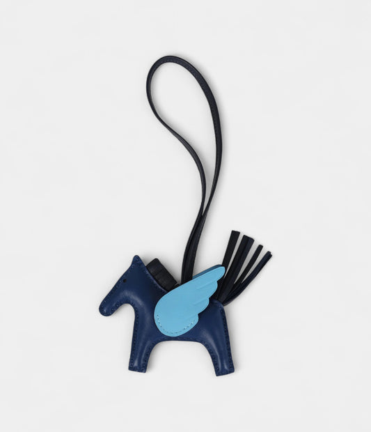 Hermès Pegase Rodeo Bag Charm PM Bleu Tie Celeste and Bleu Nuit Milo Lambskin