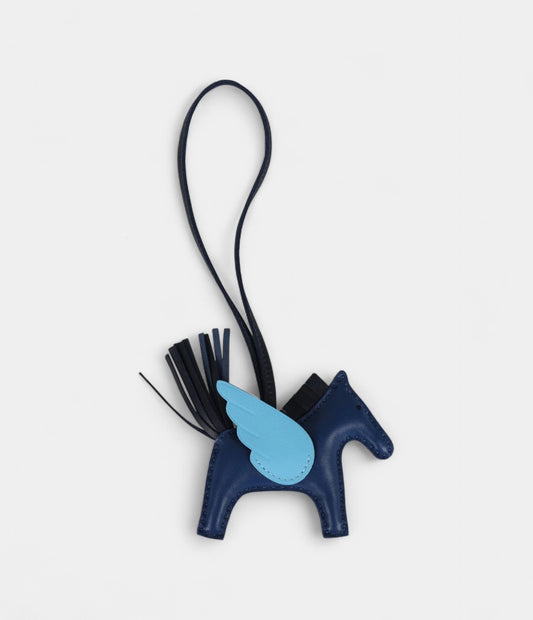 Hermès Pegase Rodeo Bag Charm PM Bleu Tie Celeste and Bleu Nuit Milo Lambskin
