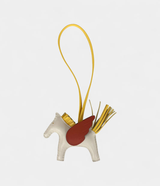 Hermès Pegase Rodeo Bag Charm PM Craie  Jaune De Naples Cuivre Milo Lambskin