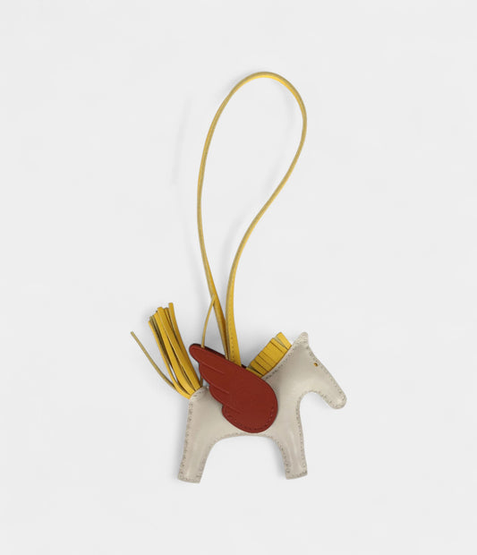 Hermès Pegase Rodeo Bag Charm PM Craie  Jaune De Naples Cuivre Milo Lambskin