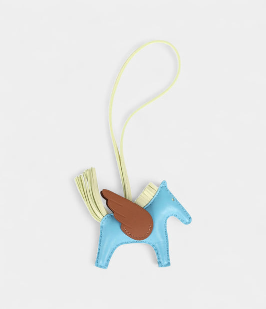 Hermès Pegase Rodeo Bag Charm PM Gold Bleu Celeste and Jaune Milton Milo Lambskin