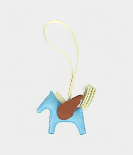 Hermès Pegase Rodeo Bag Charm PM Gold Bleu Celeste and Jaune Milton Milo Lambskin
