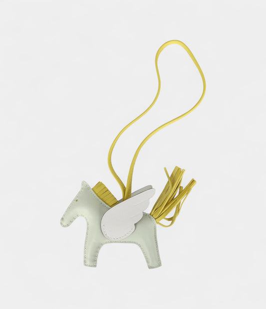 Hermès Pegase Rodeo Bag Charm PM New White Vert Fizz Lime Milo Lambskin