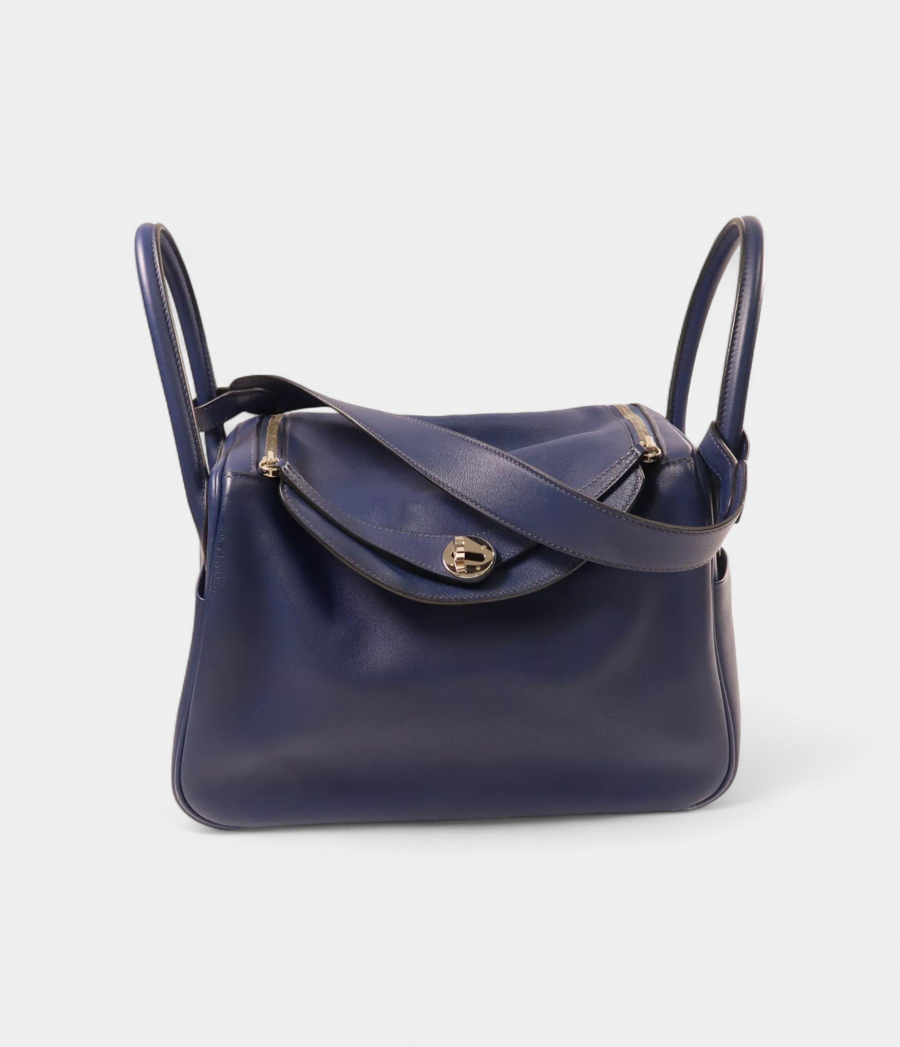 Hermes Phw Lindy 30 2way Shoulder Hand Bag Vaux Swift Leather Blue Indigo