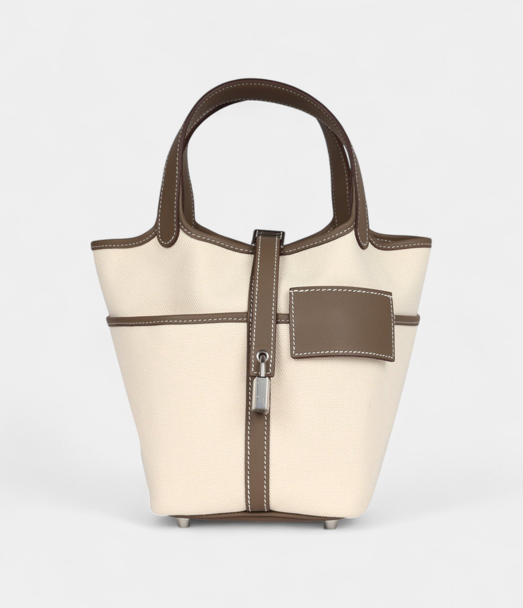 Hermès Picotin Lock 18 Cargo Toile Canvas and Etoupe Swift Palladium Hardware