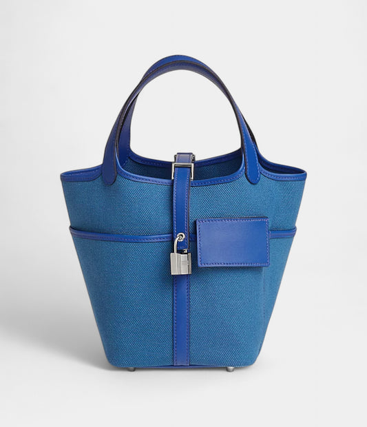 Hermès Picotin Lock 18 Pocket Goeland Canvas and Swift Calfskin Palladium Hardware