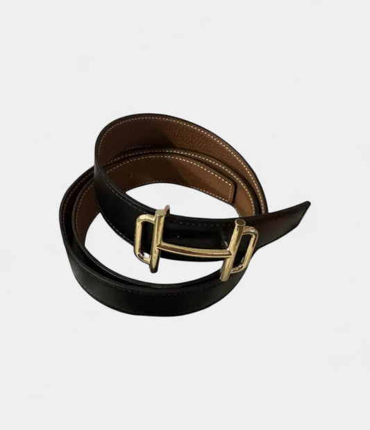 Hermès Reversible Belt in Black and Gold-Brown Timeless Elegance and Versatility