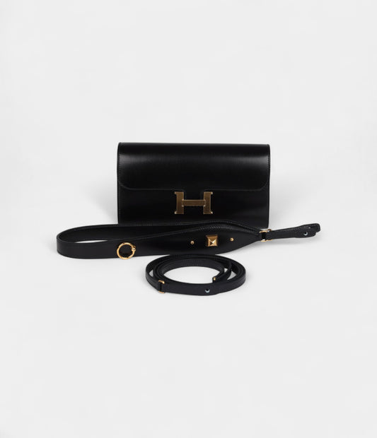 Hermès Rock Constance Wallet To Go Black Box Leather with Gold Hardware