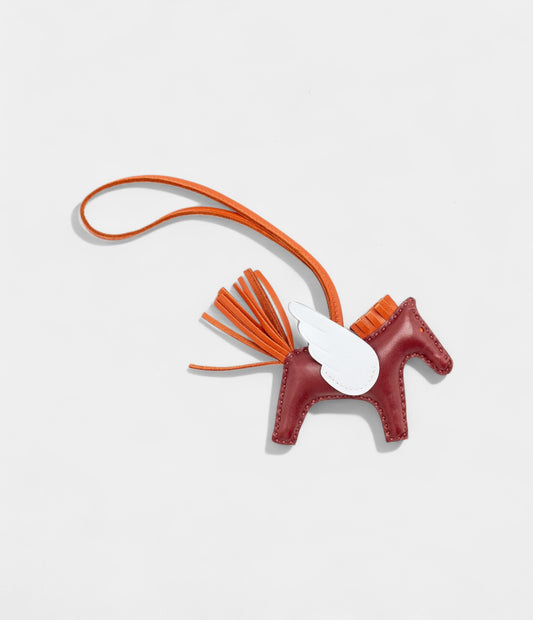 Hermes Rode Pegase Pm Bag Charm Rouge Crenat Cornaline Blue Brume Stamp U