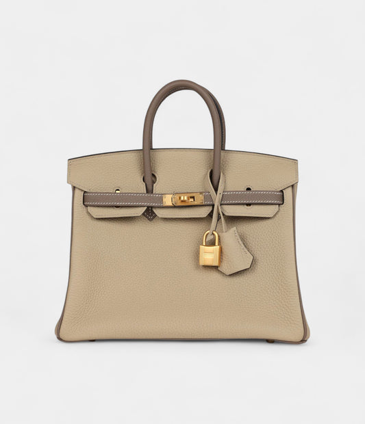 Hermès Special Order Etoupe and Trench Togo Brushed Gold Hardware