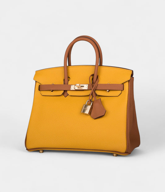 Hermès Birkin 25 Jaune Ambre and Gold Togo Permabrass Hardware
