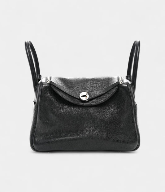 Hermes Taurillon Clemence Lindy 30 Black