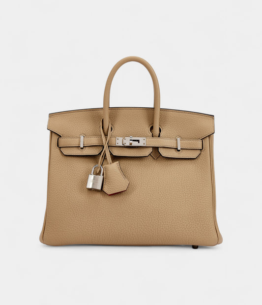Hermès Trench Togo and Bougainvillea Verso Birkin 25 Palladium Hardware