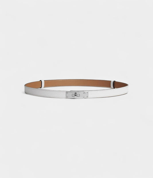 Hermes White Kelly Leather Belt