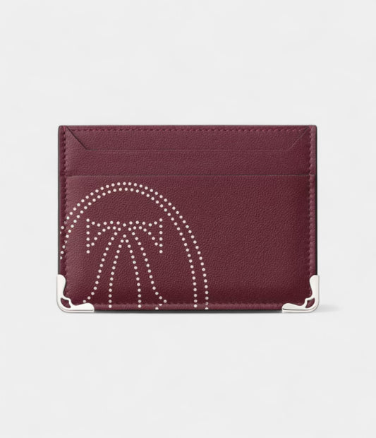 Must De Cartier Double Card Holder Burgundy Calfskin With XL Dots Logo