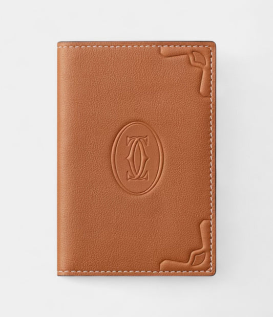 Must de Cartier 4-Credit Card Holder in Caramel Luxury Embossed Calfskin Heritage