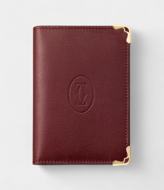Must de Cartier Credit/Business Card Holder in Burgundy Calfskin