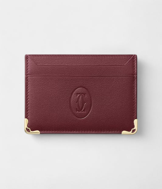 Must de Cartier Double Card Holder Signature Style in Burgundy Calfskin