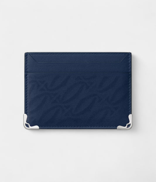 Must de Cartier Double Card Holder in Navy Blue Perforated Calfskin