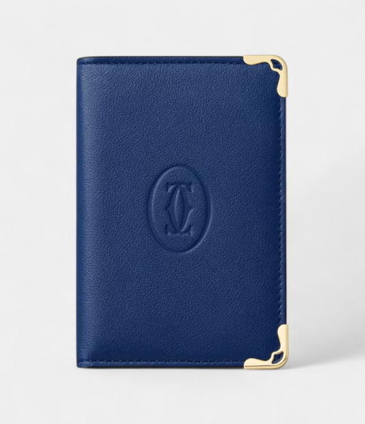 Must de Cartier Four Credit Card Holder in Deep Blue Calfskin