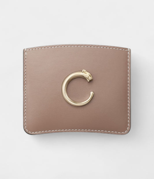 Panthère C de Cartier Simple Card Holder in Clay-Colored Calfskin