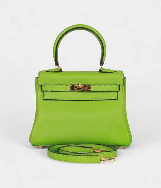 Vintage Hermès Kelly Retourne 20 Vert Cru Gulliver Gold Hardware