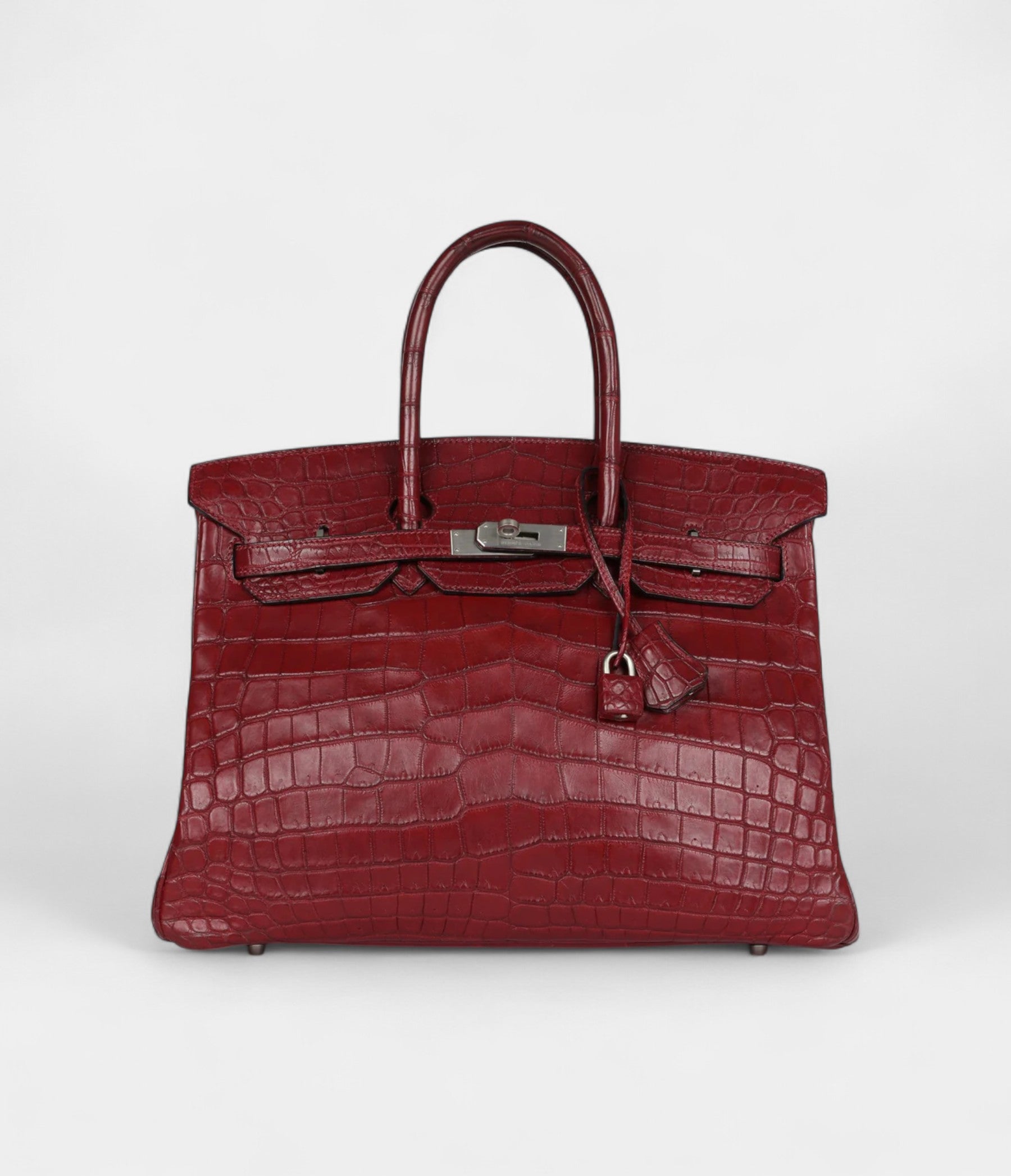 Vintage Hermès Travel Birkin 35 Rouge H Niloticus Crocodile Brushed Palladium Hardware